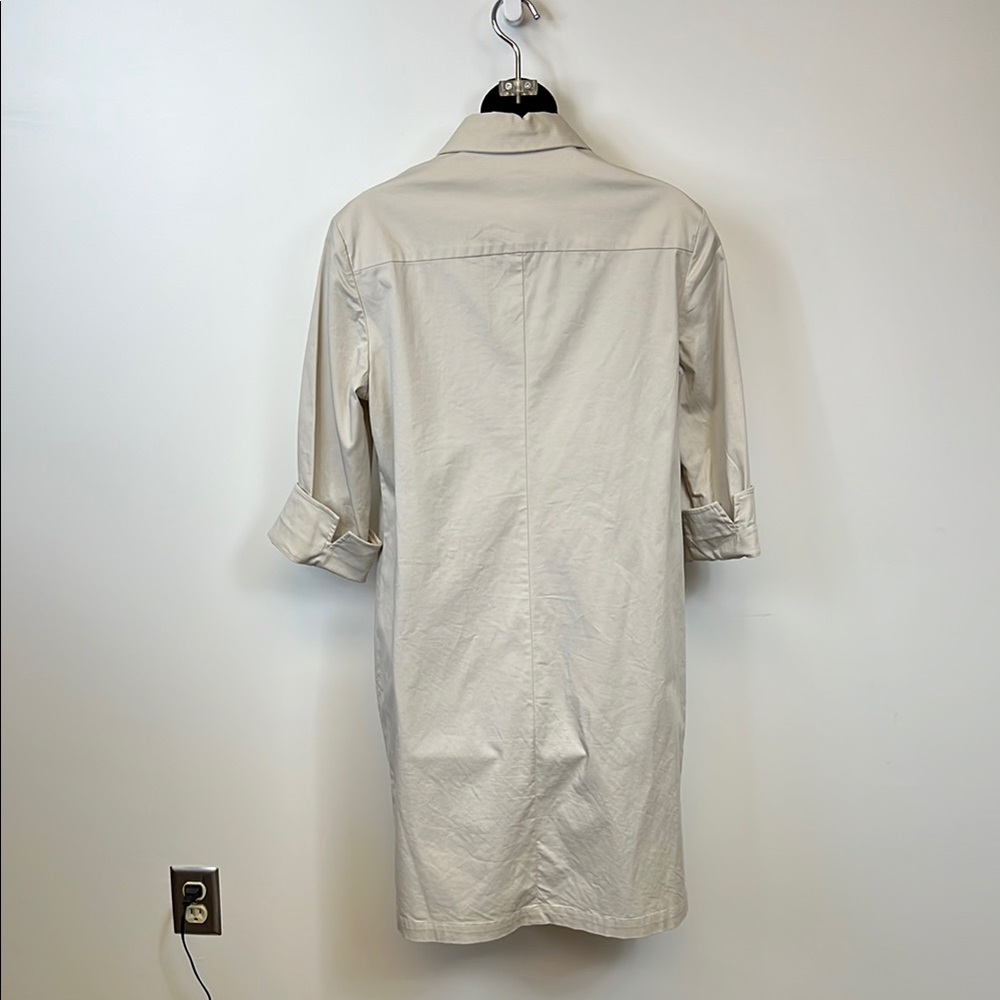 Talbots Vintage 90s Light Tan Button-Down Shirt Midi Dress Size 10 - Picture 9 of 10